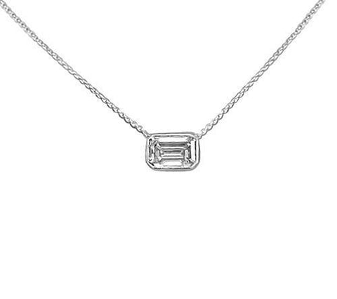 Gorgeous 1.25 Carat Emerald Solitaire Diamond Necklace Pendant