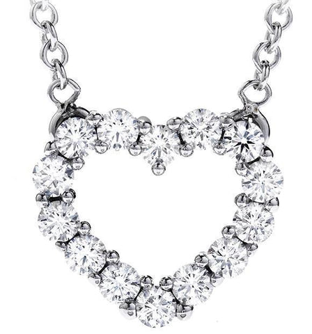 Heart Shape Pendant Necklace 2.80 Ct. Round Cut Diamonds Gold White