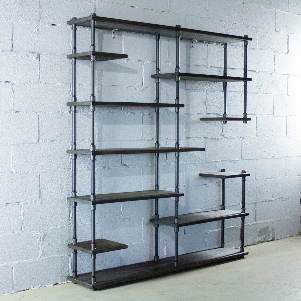 Nashville Industrial Mid-Century Etagere Bookcase