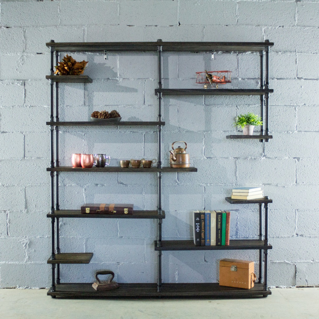 Nashville Industrial Mid-Century Etagere Bookcase