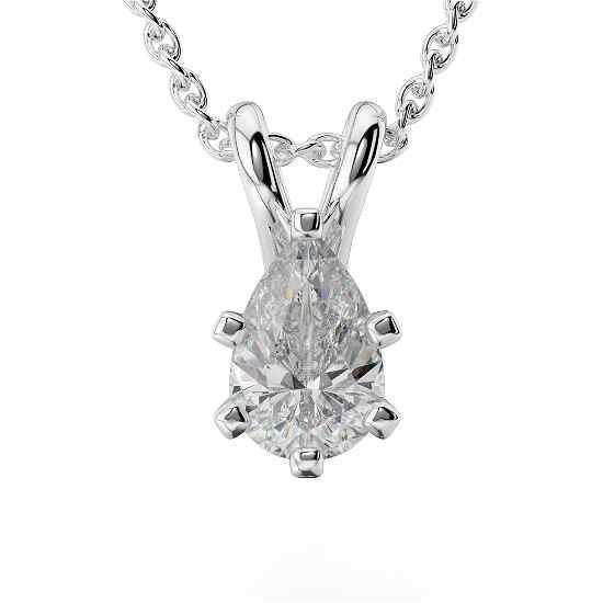 2.00 Carats Pear Cut Diamond Solitaire Pendant Solid White Gold 14K Jewelry