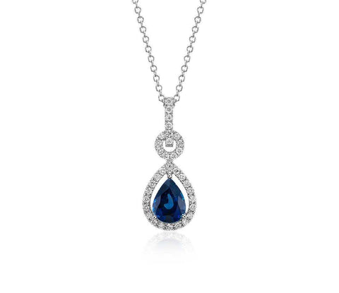 Pear Cut Sri Lankan Sapphire Diamonds 3.25 Ct Pendant Necklace