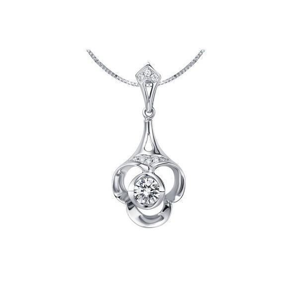Pendant Necklace 1.50 Ct Round Brilliant Cut Diamonds White Gold 14K