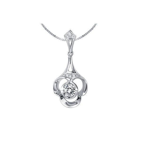 Pendant Necklace 1.50 Ct Round Brilliant Cut Diamonds White Gold 14K