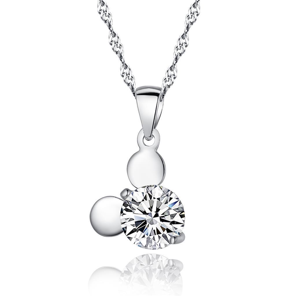 Pendant Necklace 2.50 Carat Brilliant Cut Diamond White Gold 14K New
