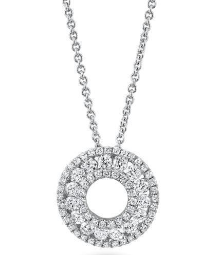 Pendant Necklace 3.15 Ct Round Brilliant Cut Diamonds White Gold 14K