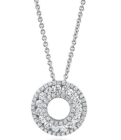 Pendant Necklace 3.15 Ct Round Brilliant Cut Diamonds White Gold 14K