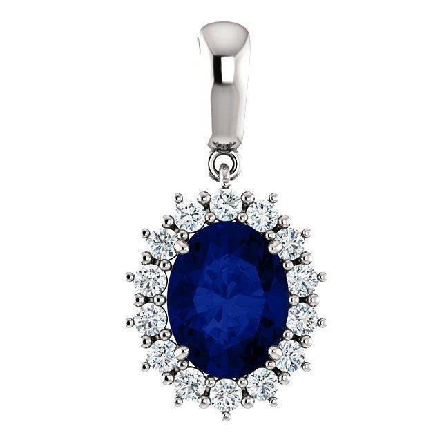 Pendant Necklaceceylon Blue Sapphire With Diamonds 3.90 Carats14K