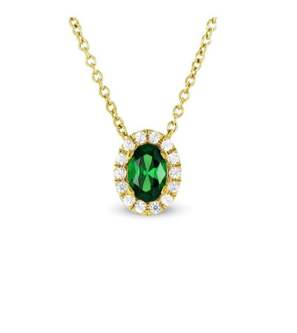 Prong Set 3.60 Ct Emerald With Diamonds Pendant Necklace