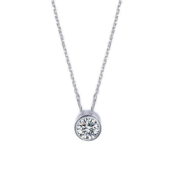 1 Carats Round Cut Diamond Women Necklace Pendant White Gold 14K Fine Jewelry