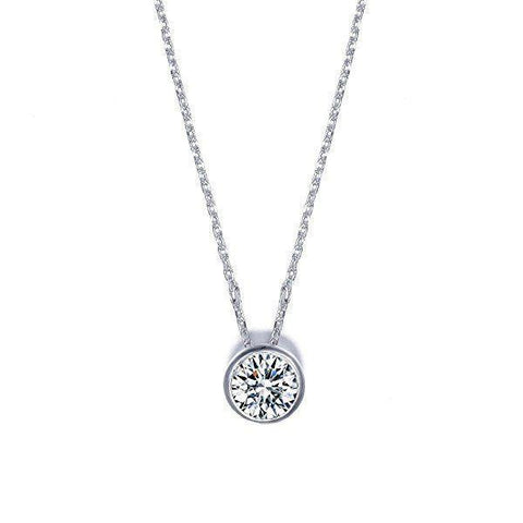 1 Carats Round Cut Diamond Women Necklace Pendant White Gold 14K Fine Jewelry