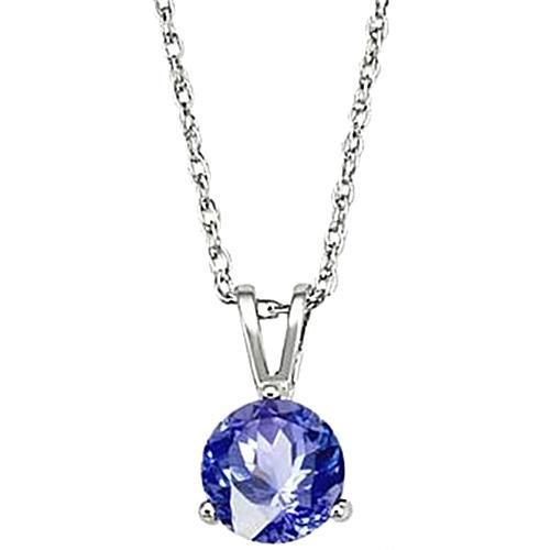 Round Sri Lankan Sapphire 5.01 Carat Necklace Pendant White Gold 14K