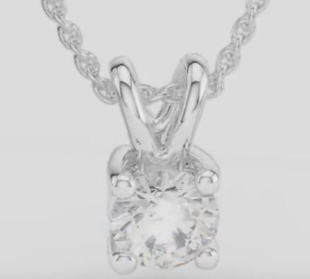 Solitaire Diamond Pendant White Gold 14K Round Prong Set Diamond 2 Ct