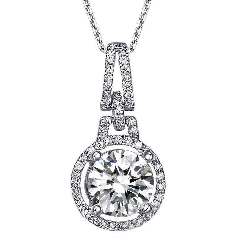 Sparkling 3.30 Carats Diamonds Pendant Necklace With Gold White