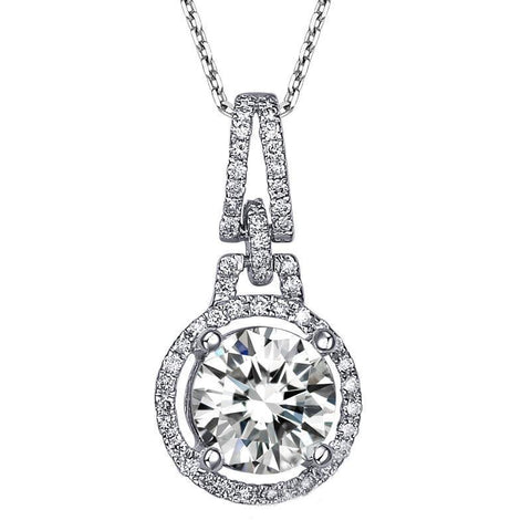 Sparkling 3.30 Carats Diamonds Pendant Necklace With Gold White