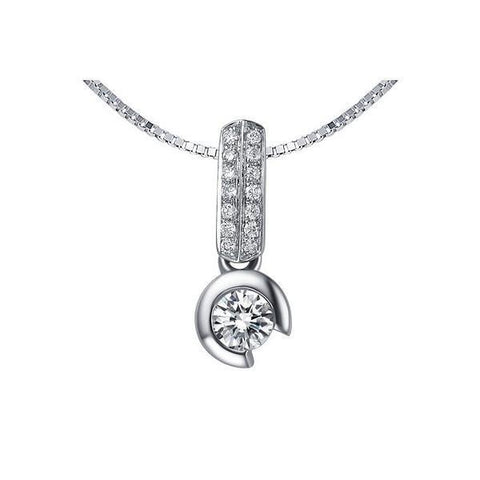 Sparkling Round Cut 1.70 Ct Diamonds Necklace Pendant White Gold 14K