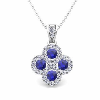 Sri Lankan Sapphire Jewelry And Diamond Necklace Pendant White Gold 3 Ct.