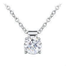 Women White Gold 14K D Vs1 Solitailre 1.50 Carat Diamond Pendant Neckalce