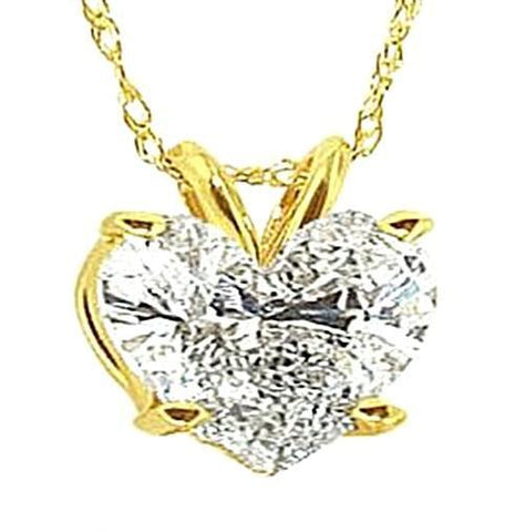 Yellow Gold 14K Heart Shape Diamond 1.15 Carat Necklace Pendant Jewelry